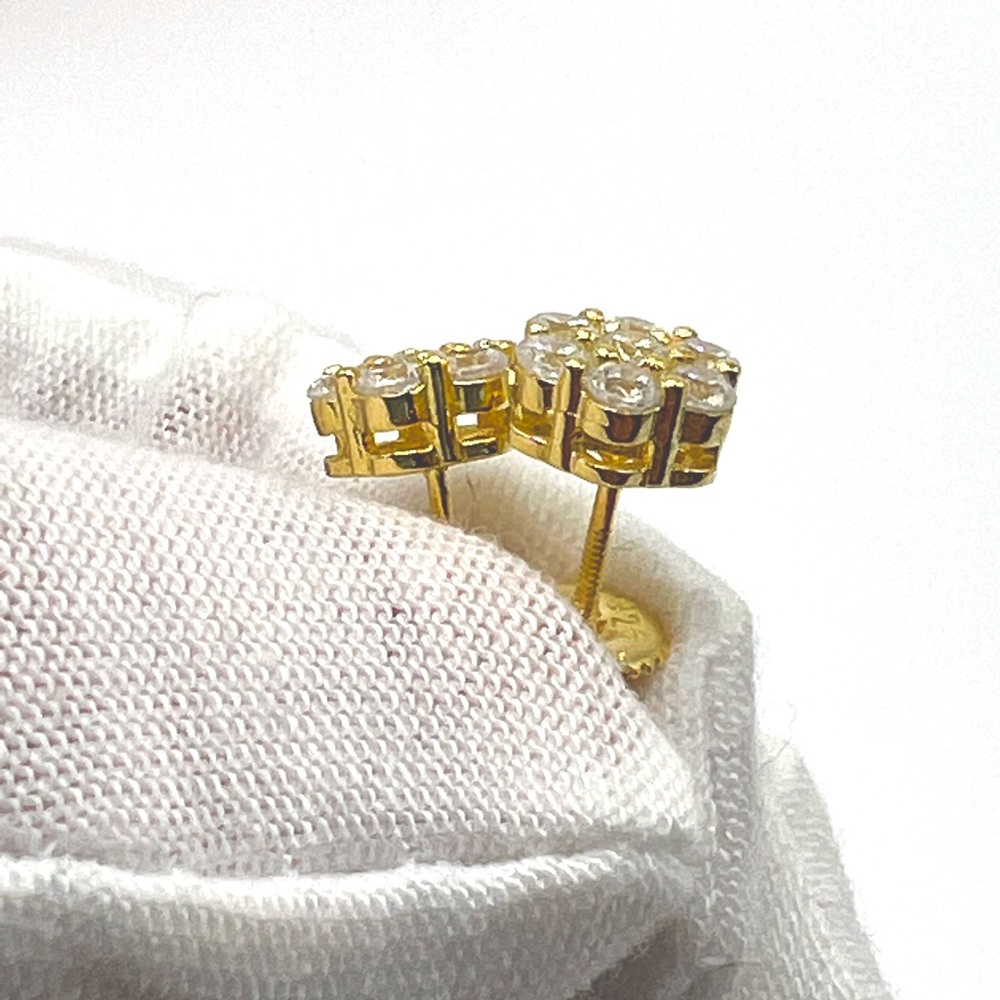 Sale $26! Yellow GP/Sterling Cz Flower Earrings - Picture 2 of 16